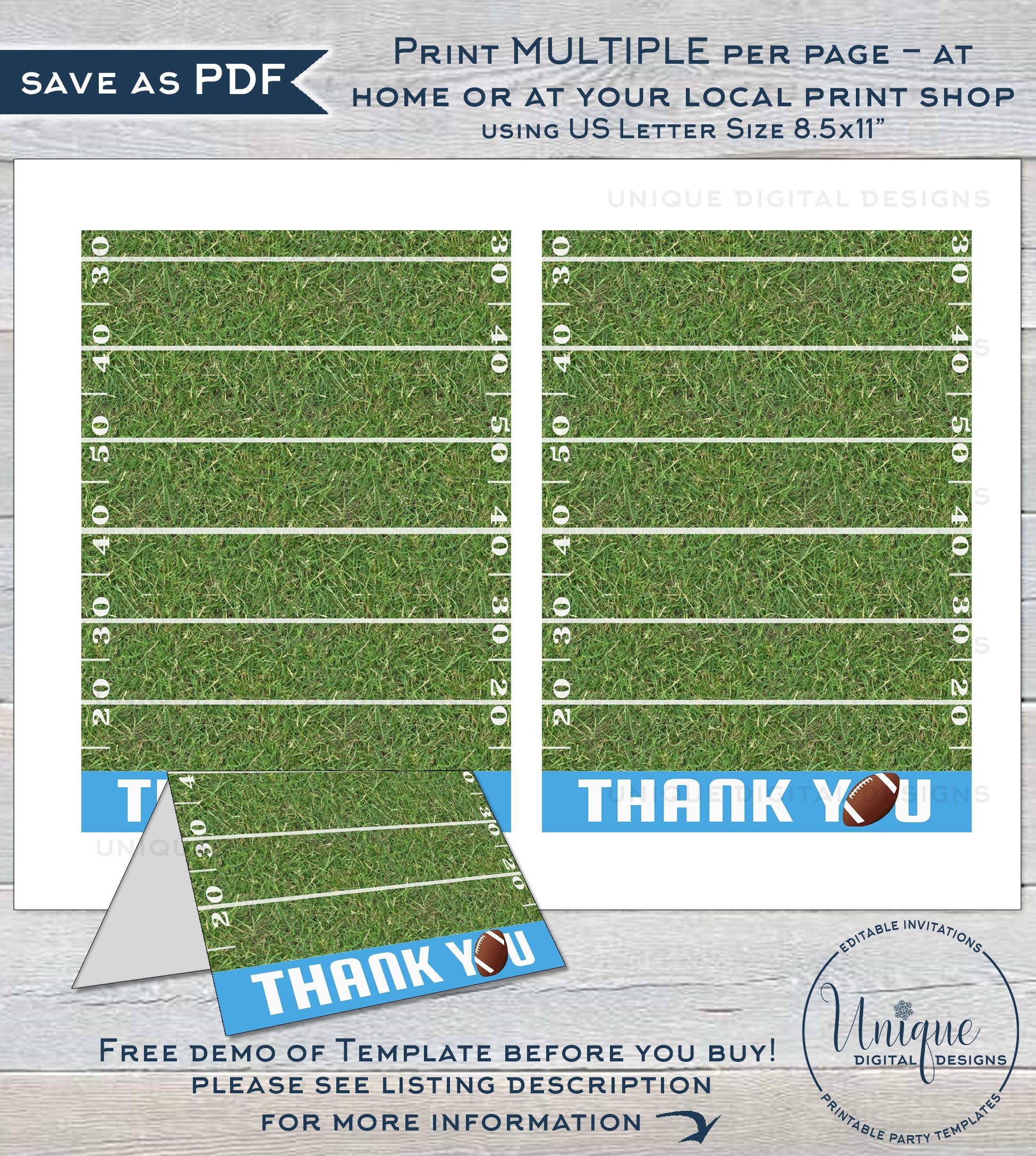 Football Birthday Invitation 4th Birthday Invite Touchdown Four Footy