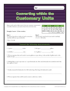Converting Within Customary Units | 6th Grade Ratio Worksheets