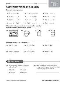 Customary Units of Capacity Lesson Plans &  Worksheets