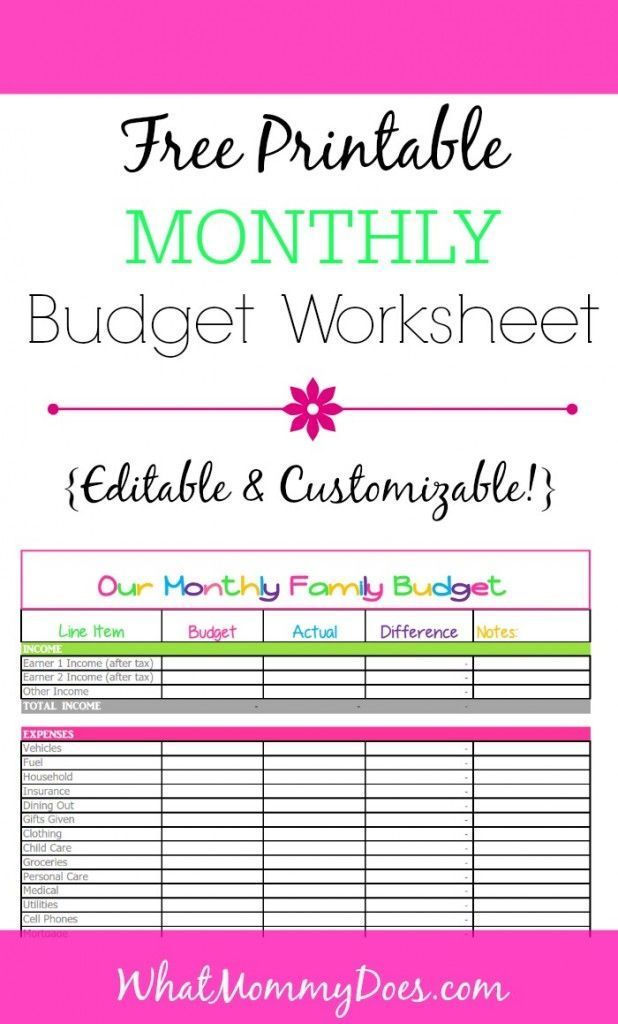 Cute Monthly Budget Printable - Free Editable Template