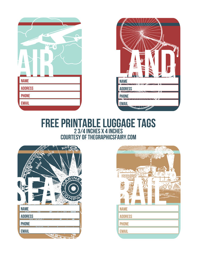 customizable printable luggage tags