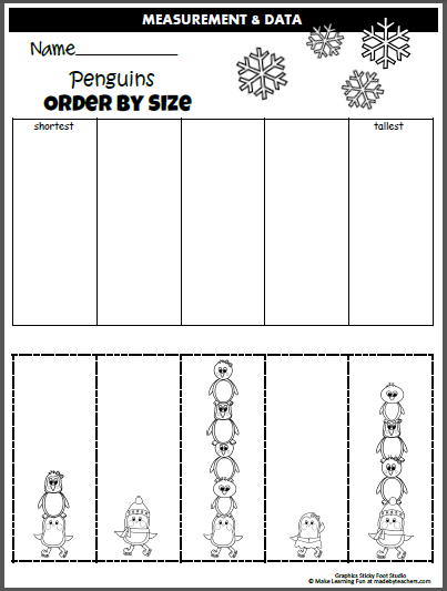 Penguin Order By Size Worksheet (cut and paste) | Made By Teachers