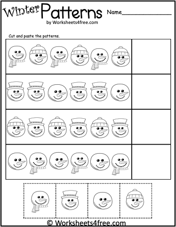Free Winter Patterns Worksheet Cut Paste - Worksheets4Free