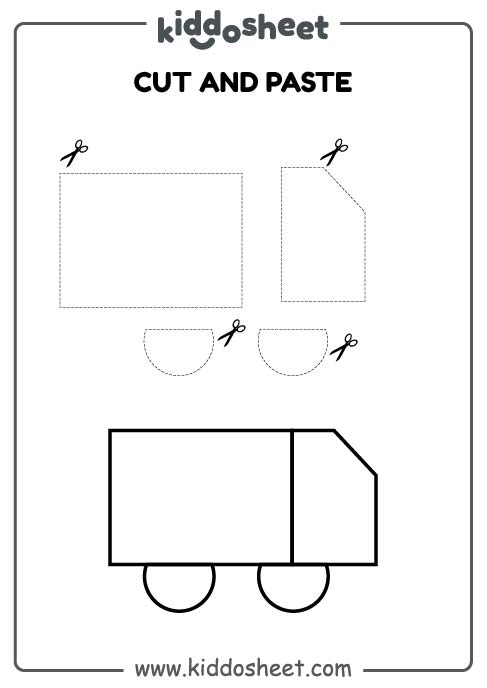Cut and Paste Worksheet - Car - Free Printable Worksheet - Kiddosheet