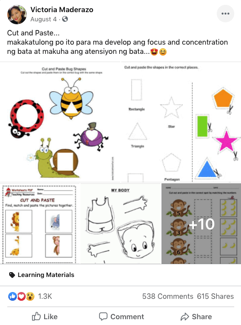 Free Cut and Paste Worksheets for Kids