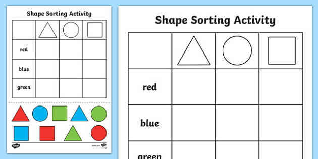 Shape Sorting Cut and Paste Worksheet (teacher made)