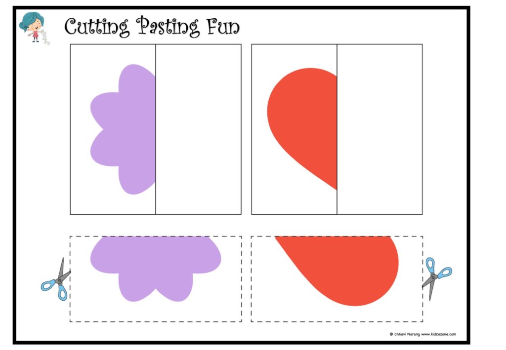 Shapes Cutting and Pasting Worksheet 8 - KidzeZone