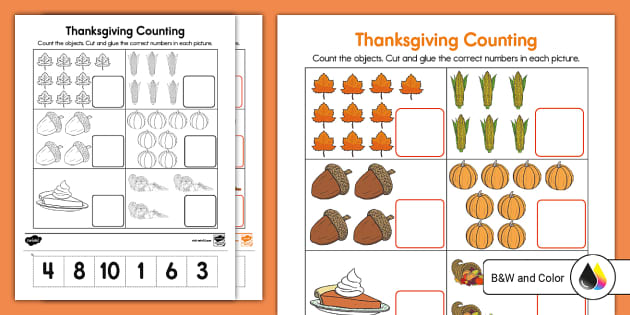 cut and paste thanksgiving worksheet