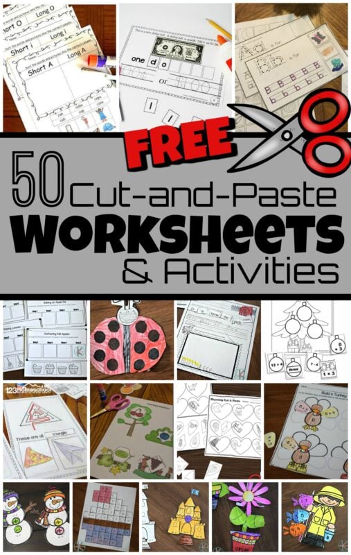 cut and paste worksheet for kindergarten free