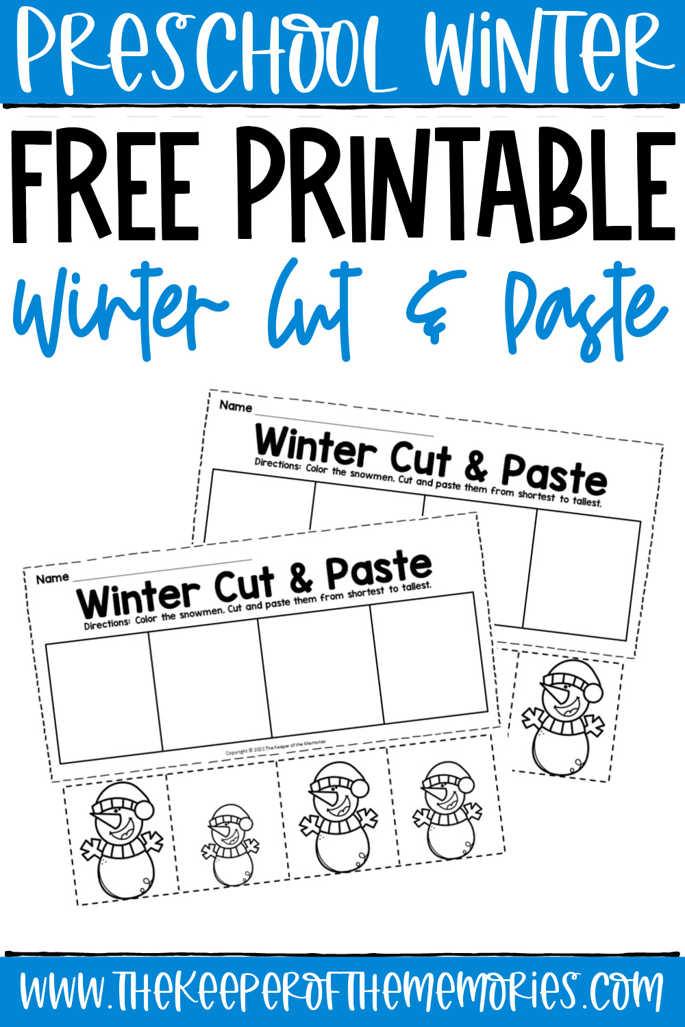 Free Printable Winter Cut and Paste Worksheets - The Keeper of the ...
