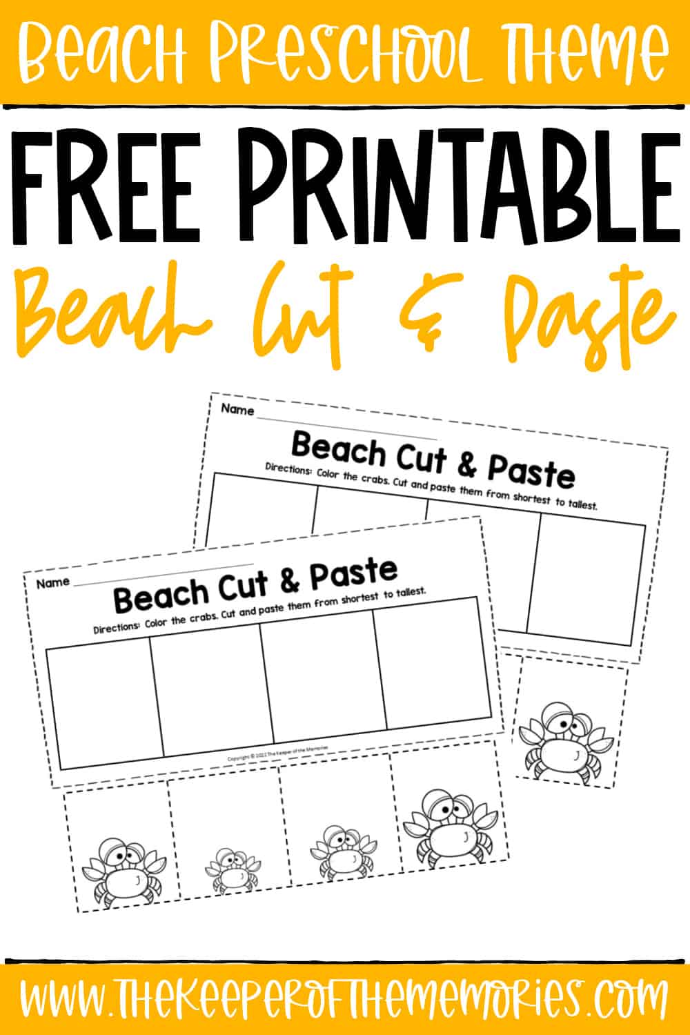 Free Printable Beach Cut and Paste Worksheets - The Keeper of the ...