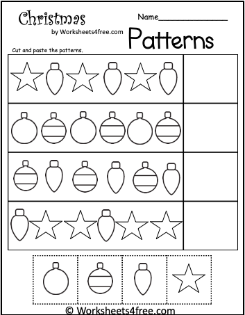 Free Christmas Patterns Worksheet Cut Paste - Worksheets4Free