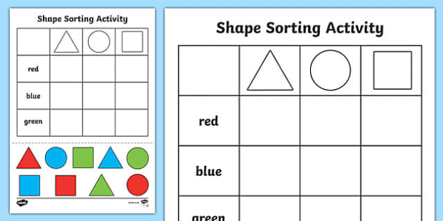 Shape Sorting Cut and Paste Worksheet (teacher made)