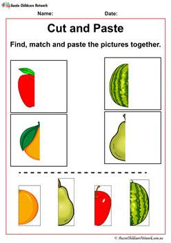 Fruit Matching Cut and Paste - Aussie Childcare Network