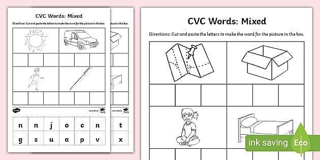 CVC Word Cut Out Template | Twinkl (teacher made) - Twinkl