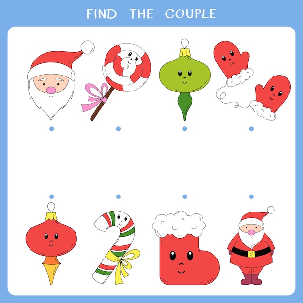 Premium Vector | Find the couple simple educational game for kids ...