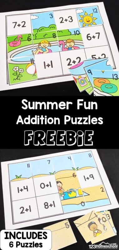 ? FREE Addition up to 20 Summer Math Puzzle Worksheets