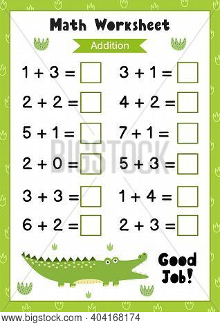 Math Worksheet Kids. Vector &  Photo (Free Trial) | Bigstock