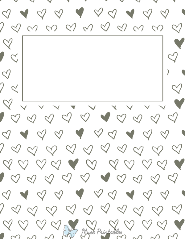 Printable Gray Heart Binder Cover