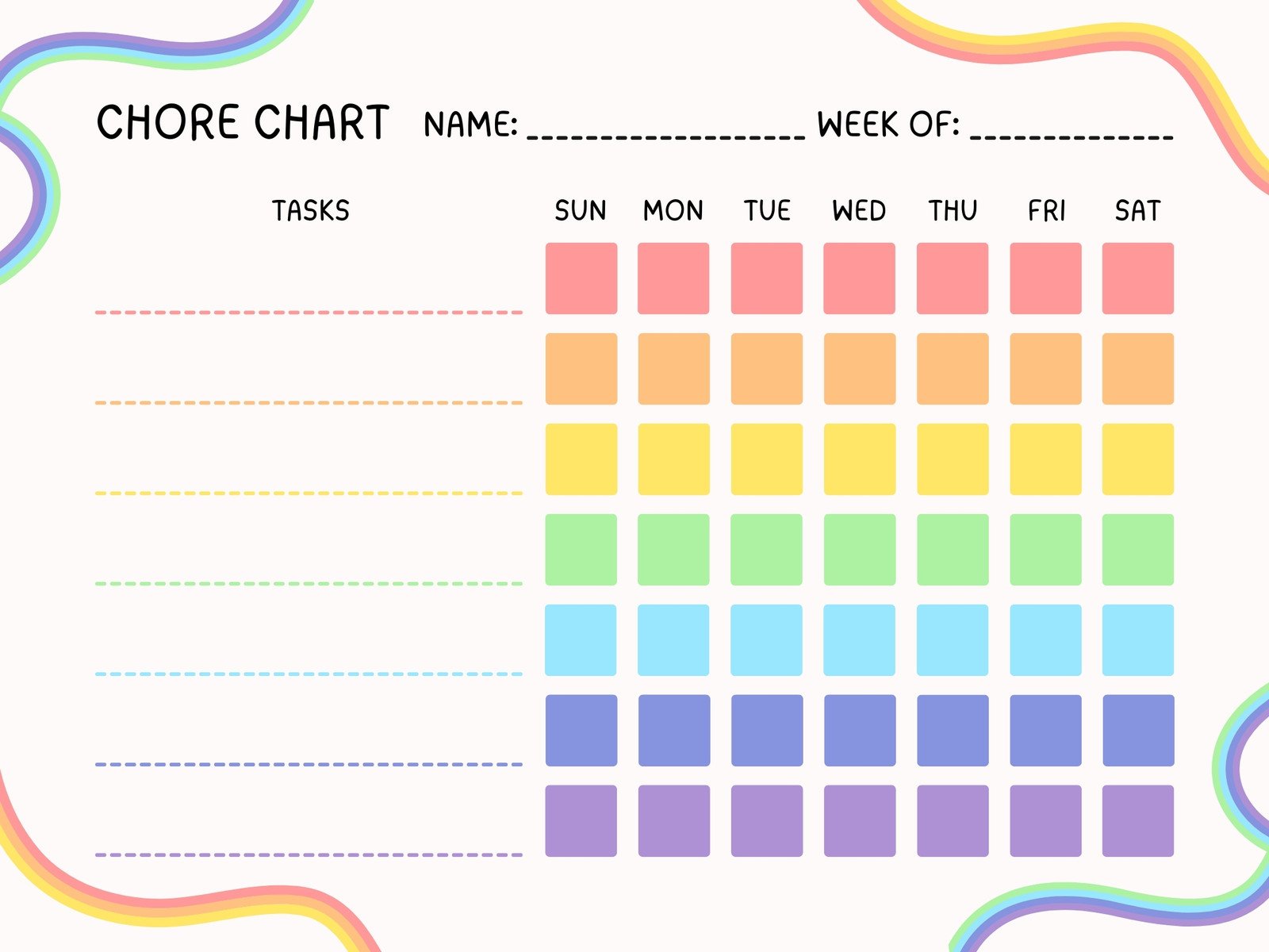 Free customizable chore chart templates to print 