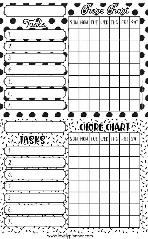 Free Printable Chore Chart Templates - Lovely Planner