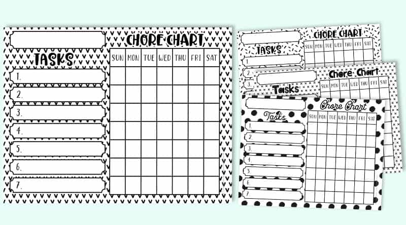 cute printable chore charts
