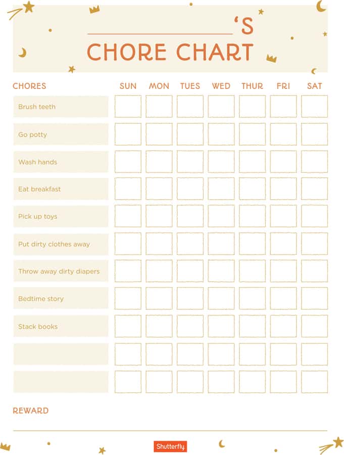cute printable chore charts
