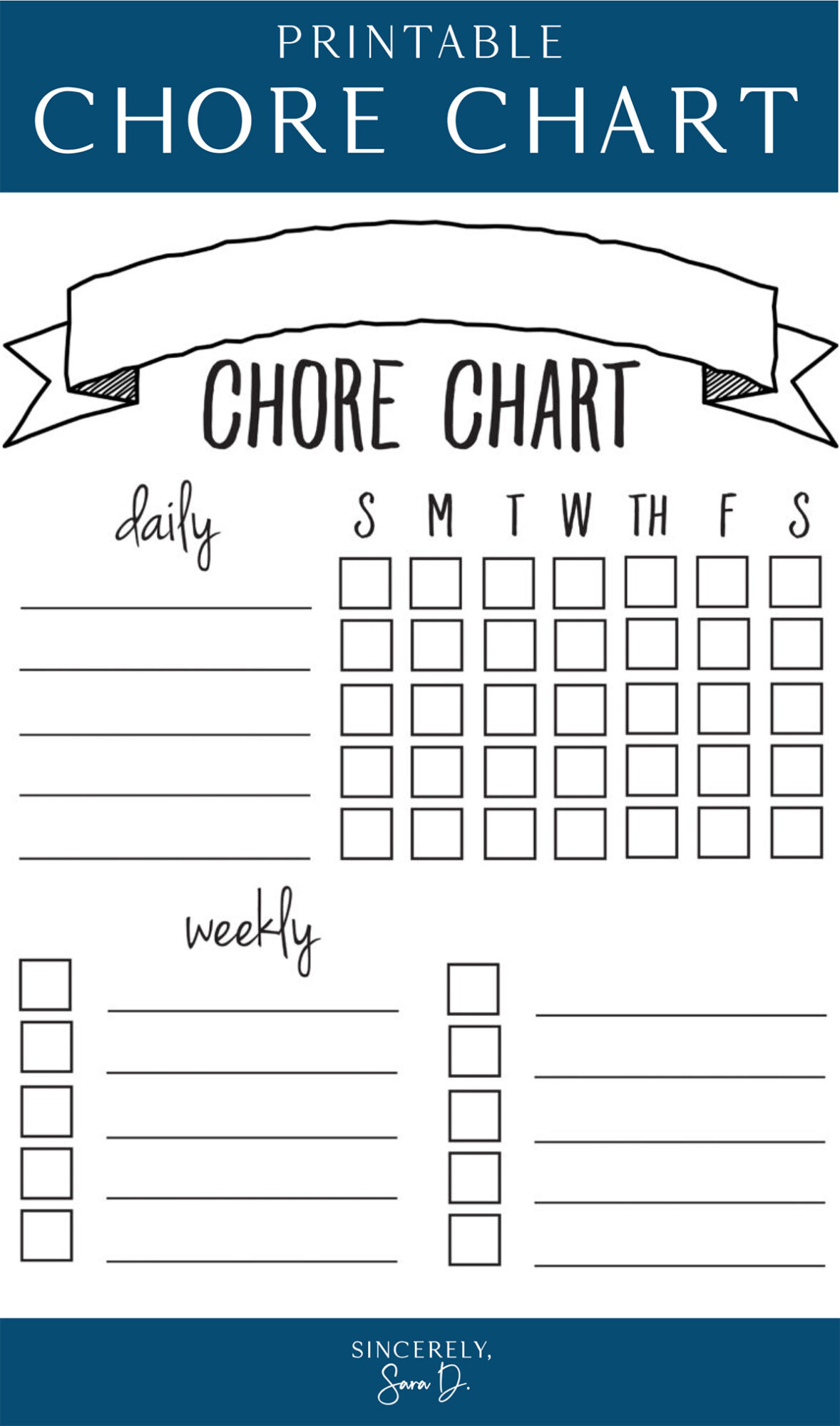 Printable Chore Chart - Sincerely, Sara D. | Home Decor &  DIY Projects