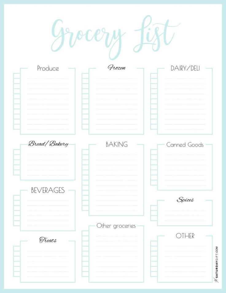Grocery Shopping List Template {Free printable} + Plan A Party ...