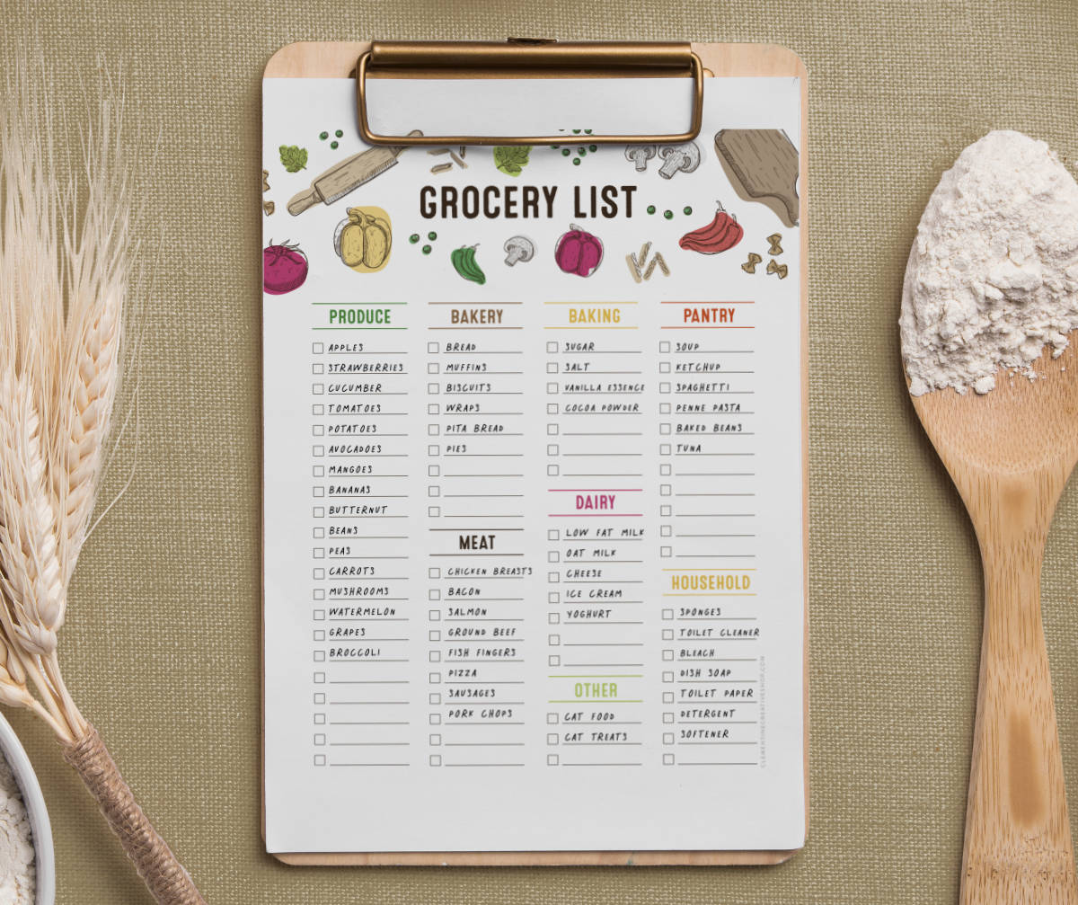 cute printable grocery list template