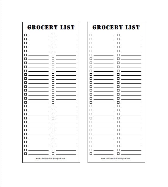 cute printable grocery list template