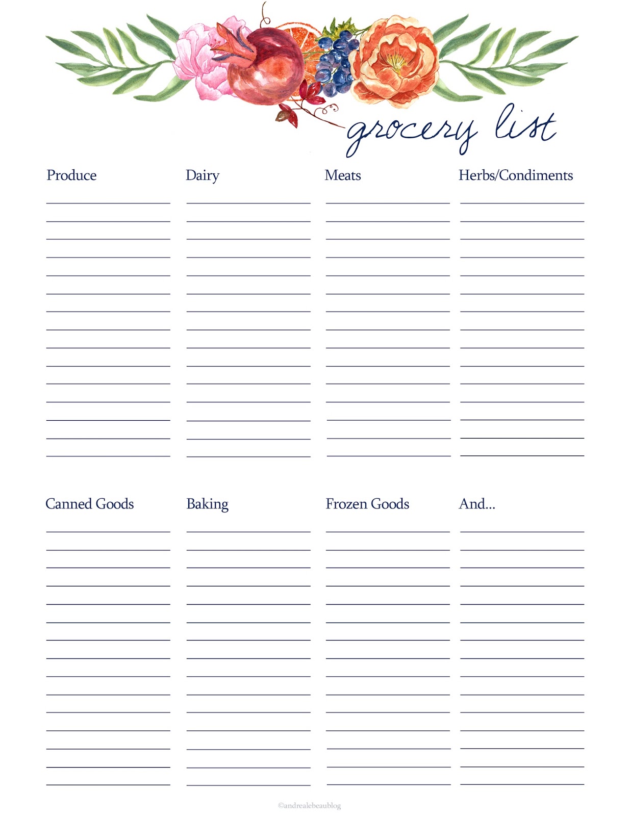 Grocery List Printable | andrea lebeau