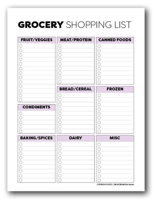 Free Printable Weekly Meal Planner &  Grocery List