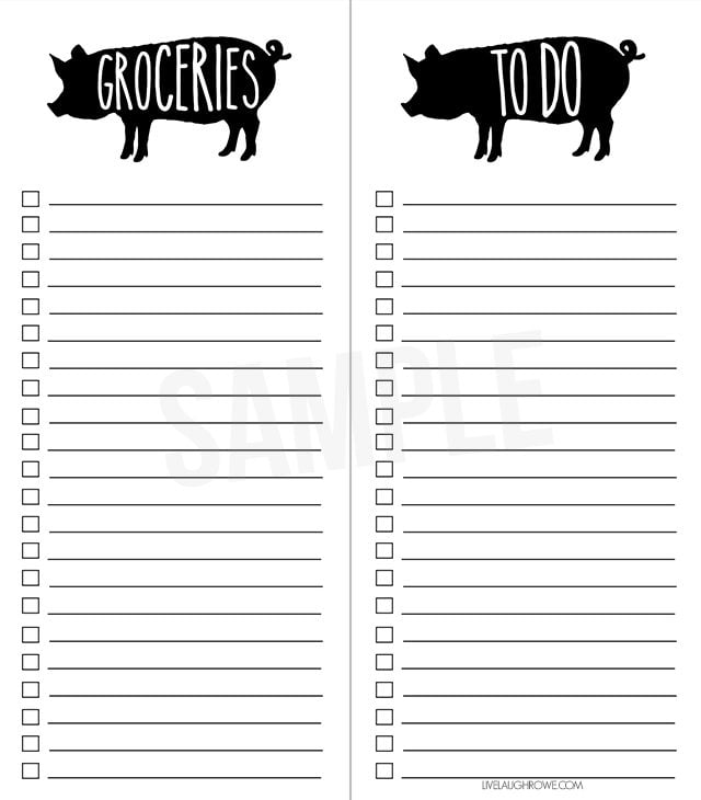 cute printable grocery list