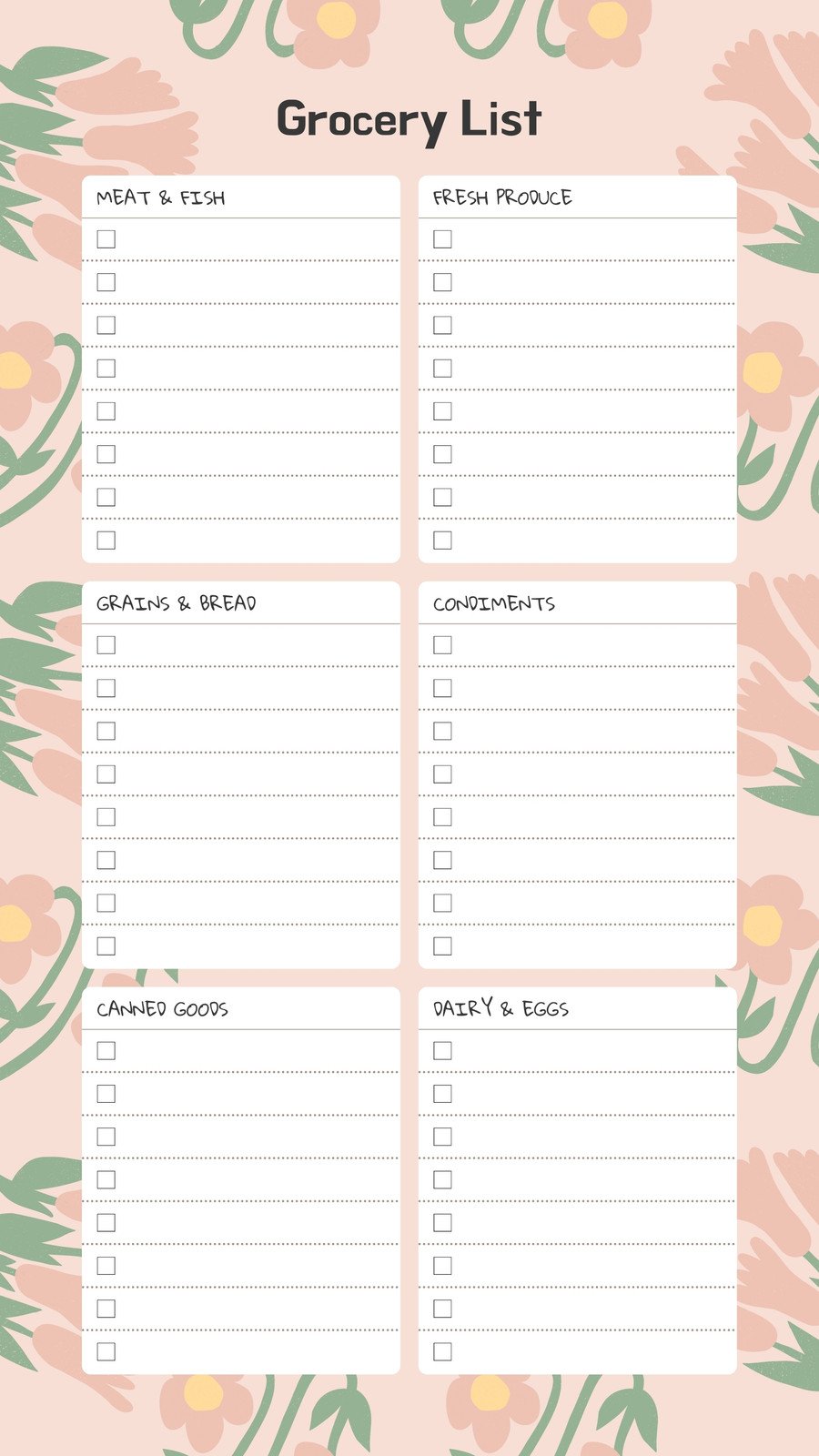 cute printable grocery list