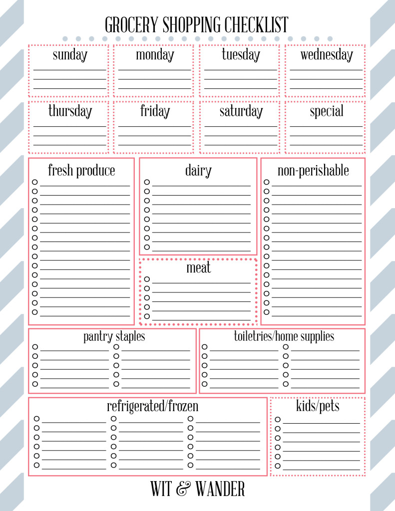 cute printable grocery list