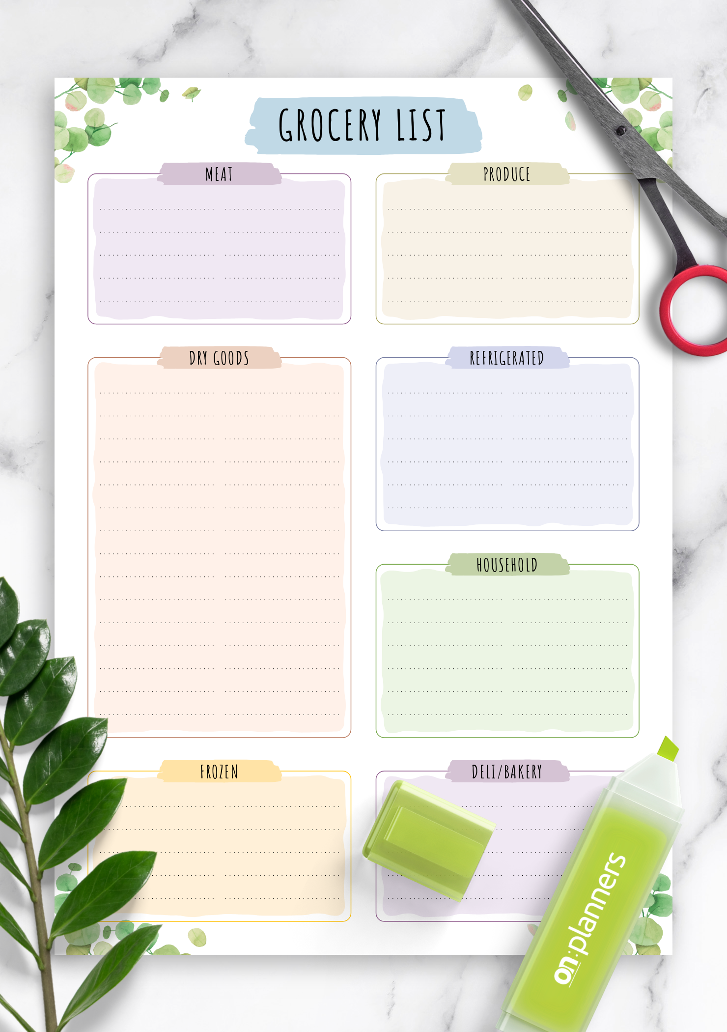 cute printable grocery list