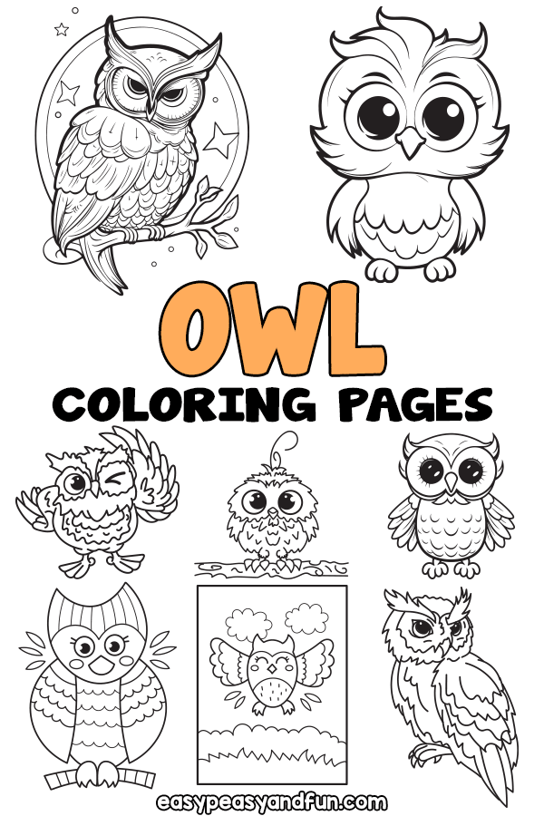 Owl Coloring Pages - 30 Printable Sheets - Easy Peasy and Fun