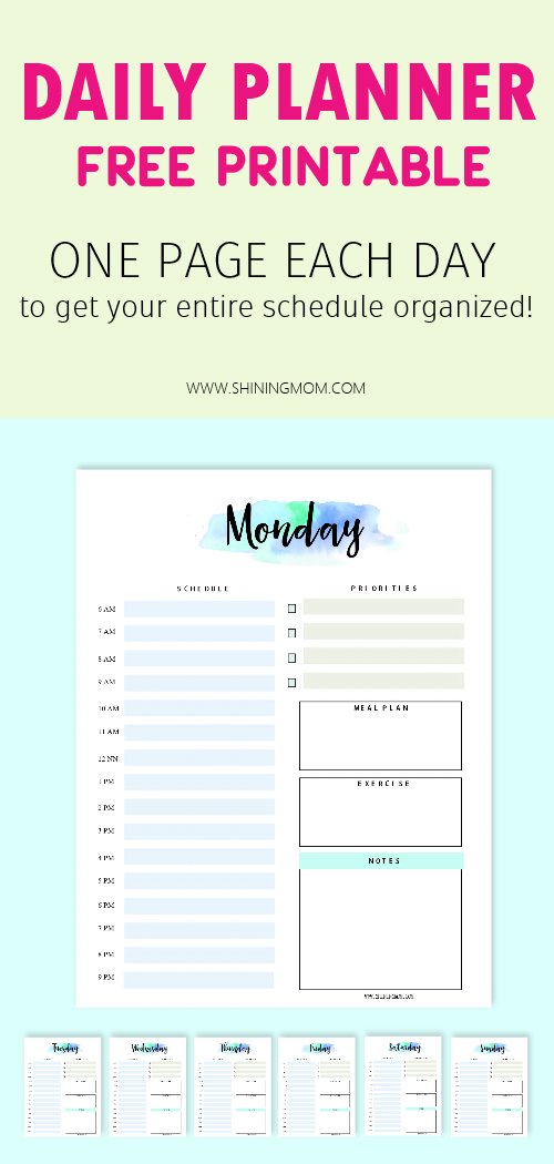 FREE Daily Planner Printable: 7 Pretty Sheets!