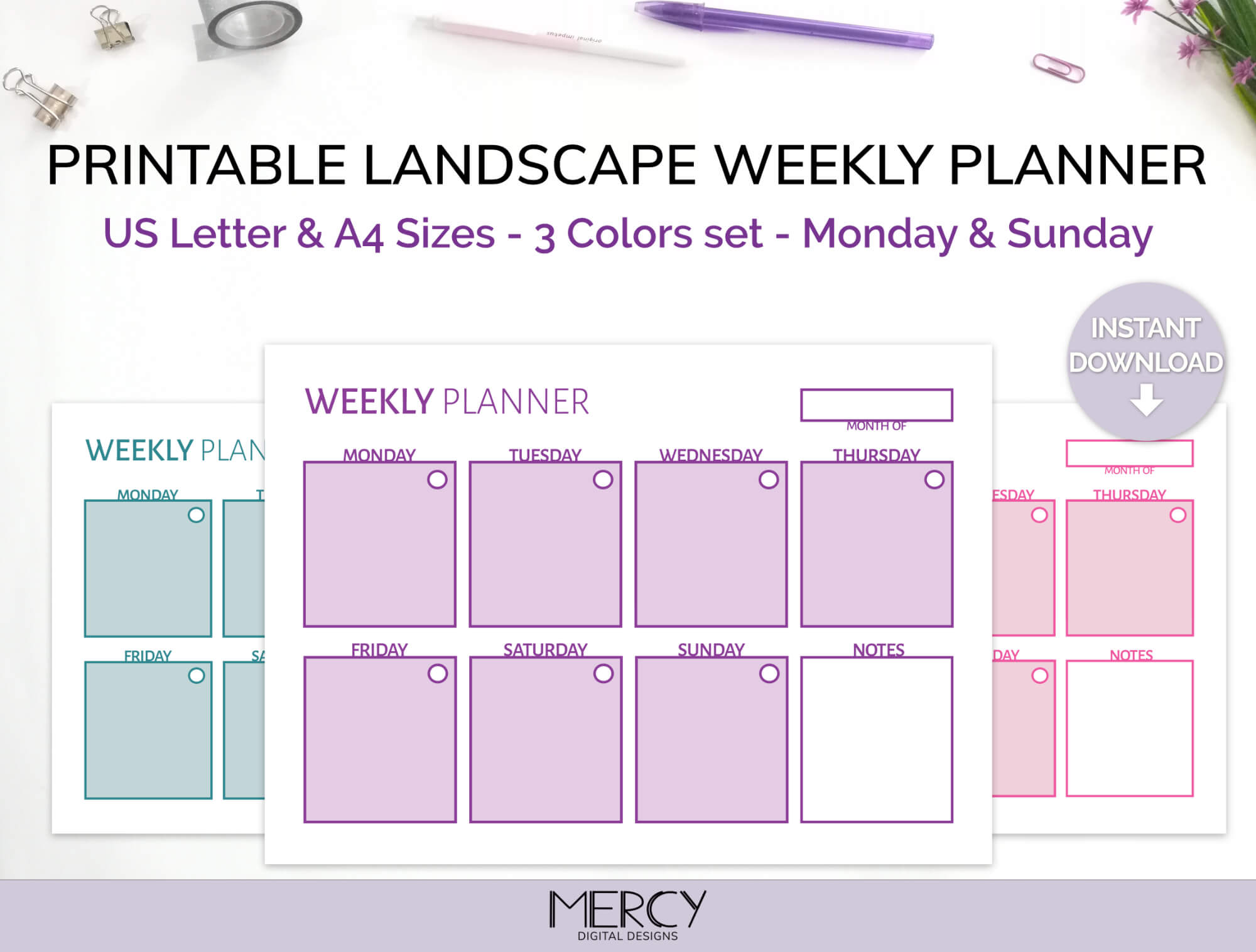 cute printable weekly planner 2017