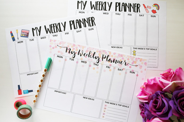 cute printable weekly planner 2017