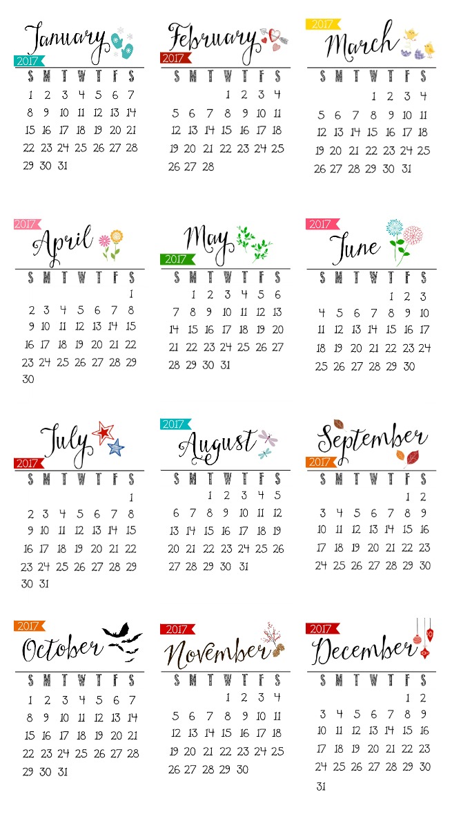 Free Printable 2017 Calendar - Clean and Scentsible