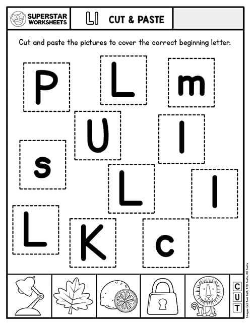 cutting letter l worksheet