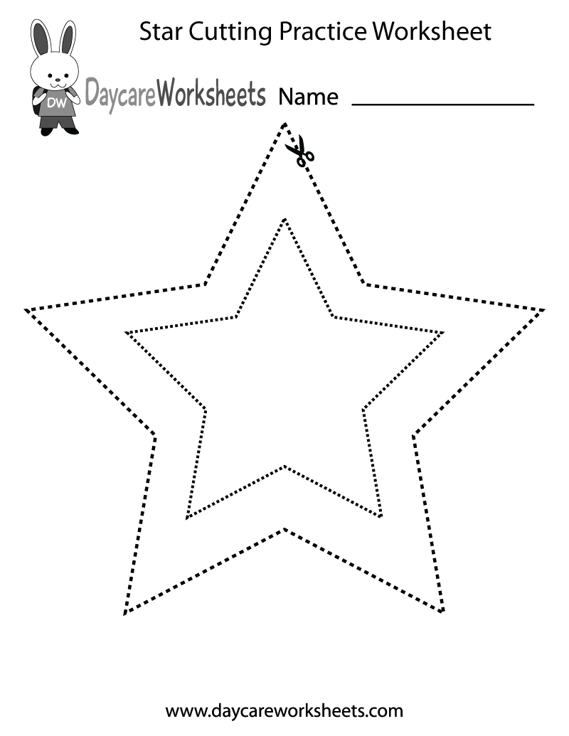 Free Printable Star Cutting Practice Worksheet for Preschool
