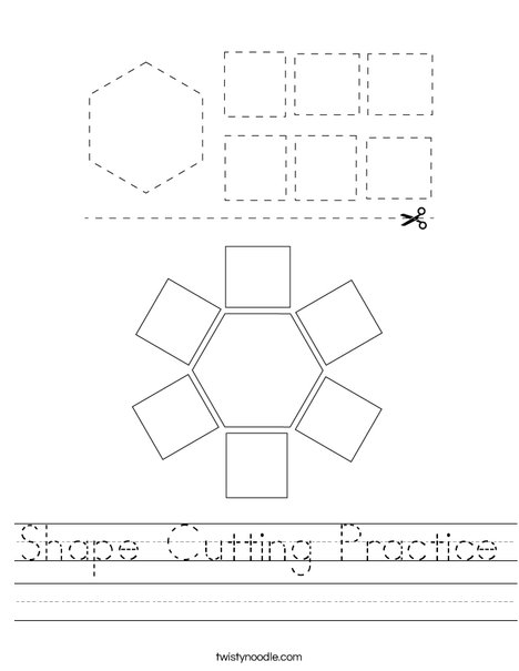Shape Cutting Practice Worksheet - Twisty Noodle