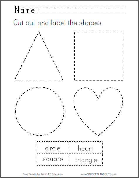 Cut Out and Label the Shapes Printable | Student Handouts