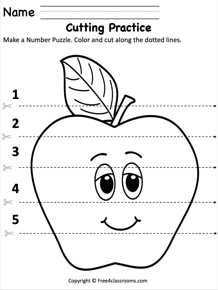 Free Preschool Fine Motor Skills Worksheet - Free Fall Cutting ...