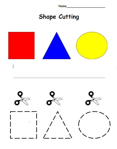 Pre-K Shape Cutting Worksheet. TeachersMag.com