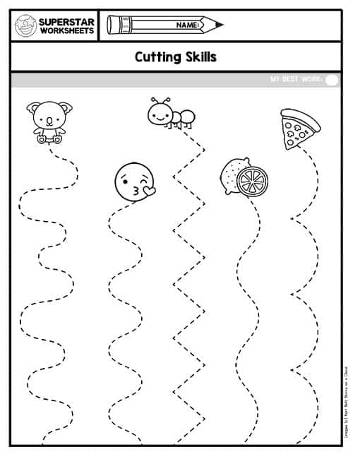 cutting worksheet for pre k