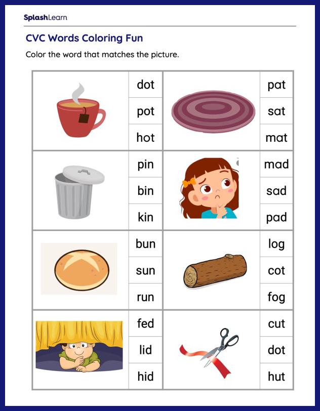 Phonics Exploration: Coloring with CVC Words - Printable Reading ...